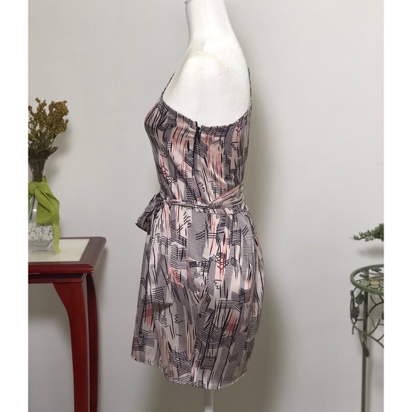 NWOT Retro, Line Pattern, Silk One Shoulder Dress - Picture 4 of 4